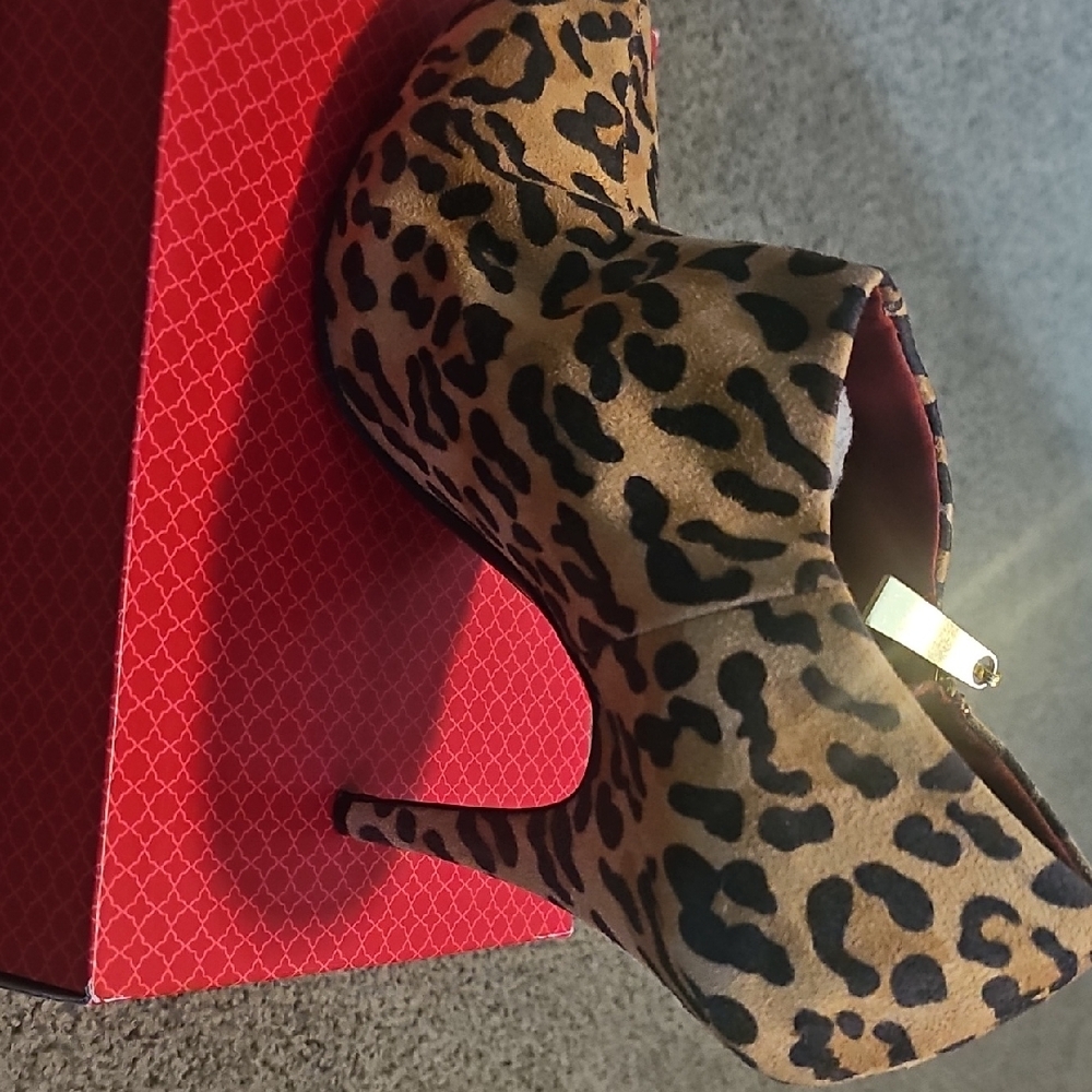 Leopard Print Stiletto Ankle Boots